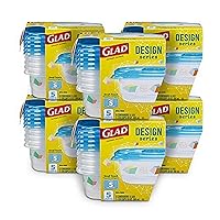 GladWare Design Series Food Storage Containers With Glad Lock Tight Seal, BPA Free Small Snack Containers, Hold Up to 9 Ounces of Food, 5 Count Set | (6 Pack) (30 Containers Total)