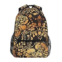 ALAZA Vintage Moon Phases Flower Backpack for Women Men,Travel Casual Daypack College Bookbag Laptop Bag Work Business Shoulder Bag Fit for 14 Inch Laptop