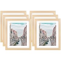 8x10 Grain Picture Frames Nature Solid Wood 6 Pack for Wall Mounting and Tabletop Display
