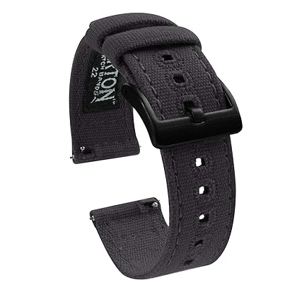 BARTON Canvas Quick Release Watch Band Straps - Choose Color & Width - 18mm, 19mm, 20mm, 21mm, 22mm, 23mm, or 24mm