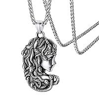 FaithHeart Medusa Pendant Necklace for Women Men, Stainless Steel/18K Gold Plated Ancient Greece Jewelry Customizable Delicate Gift Packaging