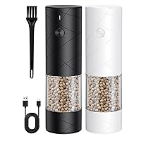& Sangcon Electric Salt And Pepper Grinder Set Rechargeable Shakers - No Battery Needed Automatic Mill -Adjustable Coarseness