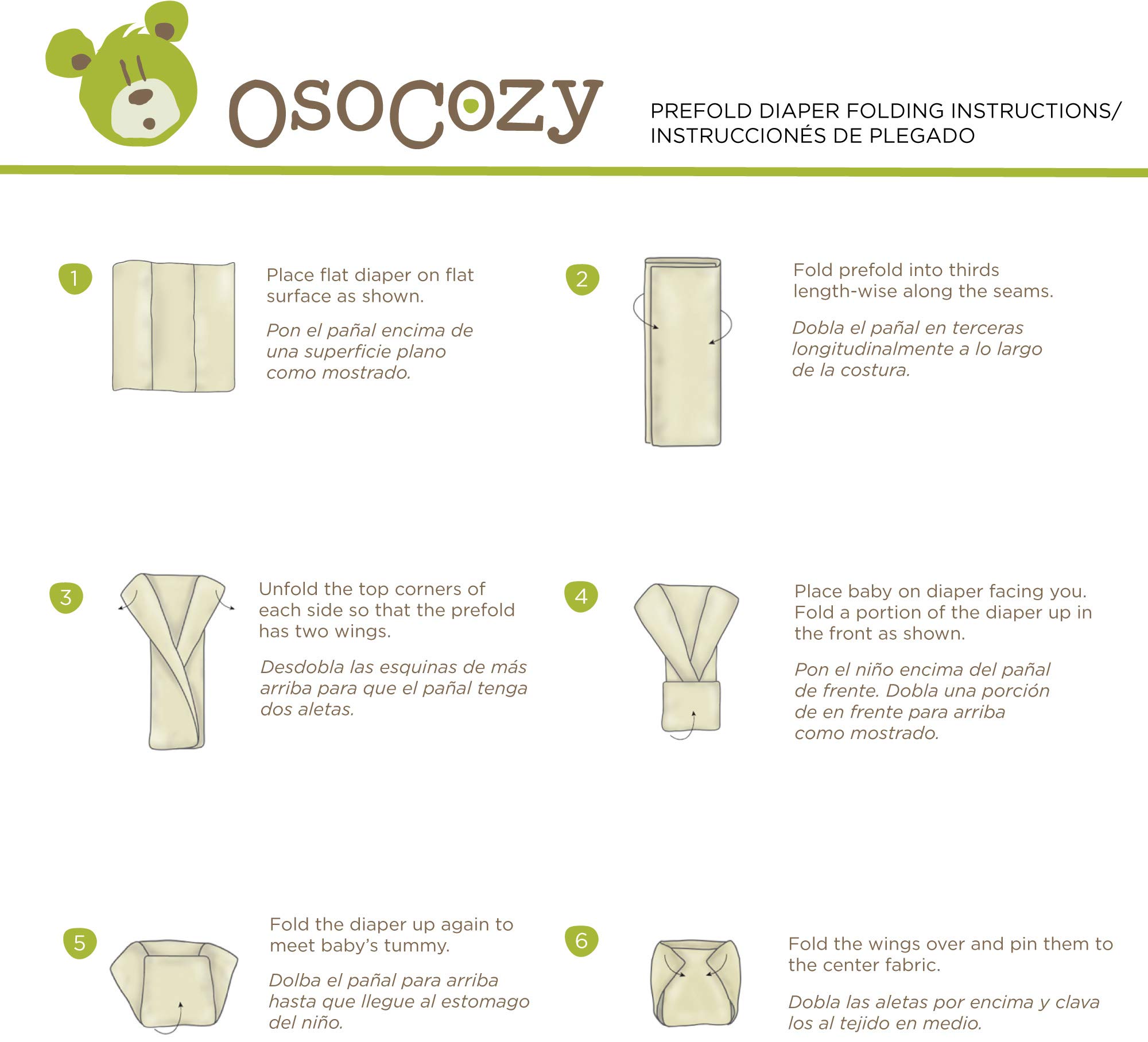 OsoCozy Unbleached Prefold Cloth Diapers – Soft and Absorbent Baby Diapers Made of 100% Unbleached Cotton - 10