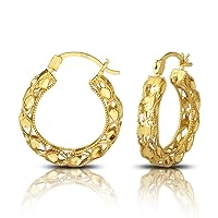 10K Yellow Gold 4mm Round Turkish Hoop Earrings