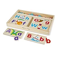 Melissa & Doug ABC Picture Boards - Educational Toy With 13 Double-Sided Wooden Boards and 52 Letters