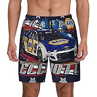 Chase Elliott 9 Mens Swim Trunks Inseam Board Shorts Beach Swimwear Bathing Suit with Compression Liner and Pockets