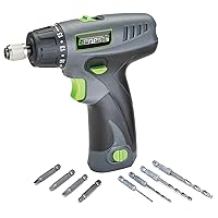 Genesis GLSD08B 8V Lithium-Ion Battery-Powered Quick-Change 2-Speed Cordless Screwdriver with LED Work Light, Battery Pack, Charging Stand, 4 Hex-Shank Drill Bits, and 4 Screwdriver Bits