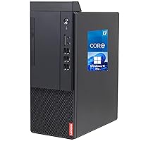 Lenovo V50T G1 Tower Desktop Computer, Intel Core i7-10700, 32GB RAM, 2TB NVMe SSD, 2-Monitor Support, HDMI, VGA, DVD-RW, Card Reader, Wi-Fi, Bluetooth, Mouse & Keyboard, Windows 11 Pro, Black