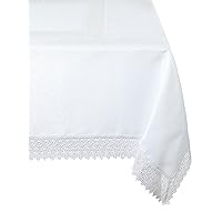 Violet Linen Treasure Lace Tablecloth White 70