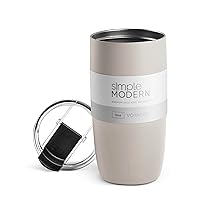 Simple Modern Travel Coffee Mug Tumbler with Flip Lid | Reusable Insulated Stainless Steel Cold Brew Iced Coffee Cup Thermos | Gifts for Women Men Him Her | Voyager Collection | 16oz | Almond Birch