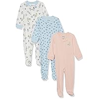 Amazon Essentials Disney | Marvel | Star Wars Unisex Babies' Snug-Fit Cotton Footed Pajamas, Multipacks