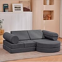 jela Kids Couch 14PCS Luxury, Floor Couch Floor Sofa Modular Furniture for Adults, Playhouse Play Set for Toddlers Babies, Modular Foam Play Couch, Modular Sofa (Charcoal, 57