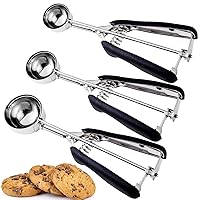 Cookie Scoop Set, Include 1 Tablespoon/ 2 Tablespoon/ 3 Tablespoon, Cookie Dough Scoop, Cookie Scoops for Baking set of 3, 18/8 Stainless Steel, Soft Grip