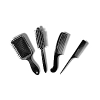 Paddle Hair Brush Detangling Brush and Hair Comb Set, Black, Pack Of 4