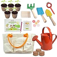 Kids Gardening Set 27 Pcs - Gardening Tools Set for Kids Best Outdoor Toys - Toddler Gardening Set with Magnifying Glass - Plantable Seed Paper - Kids Tool Set is for 3+ Boys and Girls