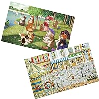 Two Plastic Jigsaw Puzzles Bundle - 1000 Piece - Nyangsongi - A Sunday Afternoon on The Island of Cat and 1000 Piece - Smart - Cat's Paradise [H3183+H1022]