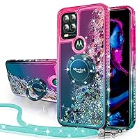 Silverback for Moto G Stylus 5G 2021 Case with Ring Stand Kickstand, Women Girls Bling Holographic Sparkle Glitter Cute Cover, Diamond Ring Protective Phone Case for G Stylus 5G 2021,Green