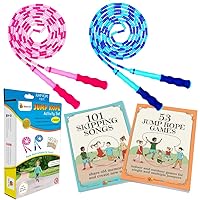 2 Pack Jump Rope for Kids - Easily Adjustable with Anti-Slip Handles, Plus 2 Activity Books