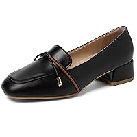 Women Block Heel Loafers, Mid Heel Pumps Square Toe Slip On Office Shoes Casual Daily Shoes, Size 2-12