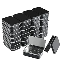 Metal Rectangular Empty Hinged Tins - 30 Pack Black Mini Portable Box Containers Small Storage Kit & Home Organizer for Storage Drawing Pin Candies Jewelry Crafts