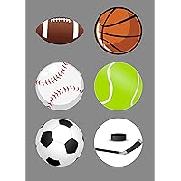 Sport Ball Sticker for Kids,2 inch 300pcs Waterproof Mixed Sports Balls Stickers,Rugby,Basketball,Baseball,Tennis,Football,Puck Decorations Stickers for DIY Craft
