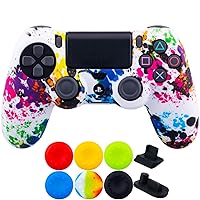 9CDeer 1 Piece of SiliconeTransfer Print Protective Cover Skin + 6 Thumb Grips & Dust Proof Plugs for PS4/Slim/Pro Controller Graffiti
