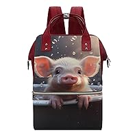 Pig Diaper Bag for Women Large Capacity Daypack Waterproof Mommy Bag Travel Laptop Backpack