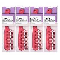 Diane Mebco 8 1/2'' Ionic Volume Handle Detangler Comb (4 pieces, Orange/Coral)