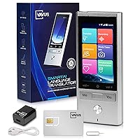Vavus Language Translator Device - Sim Card, WiFi & offline translation - 109 languages and dialects, Bluetooth for earbuds, two-way Voice, text and photo translation – 60 Min Audio Recording (silver)