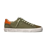 Olive Branch Low Top Casual Sneakers – Green and OrangeUnisex Urban Vintage Shoes for Men and Women
