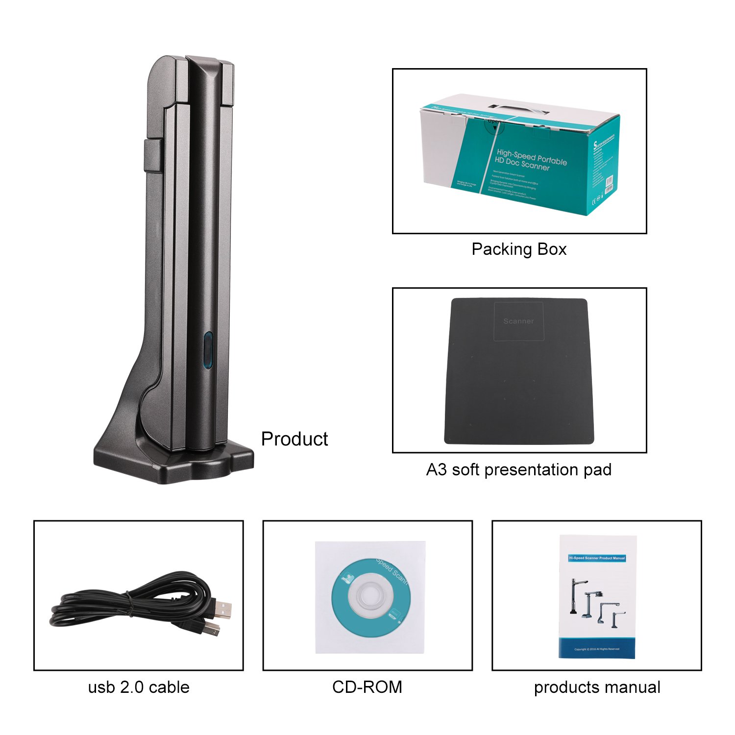 eloam Portable USB Document Camera Scanner S600 with,A3 Capture Size,5 MegaPixel CMOS, High-Definition Digital Visual Presenter
