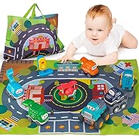 ALASOU Baby Toy Truck With Tractor-Trailor and Playmat - 1st Birthday Gift for 1-2 Year Old Toddlers