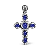 American West Jewelry Sterling Silver Women's Pendant Enhancer Choice of Gemstone Cross Design