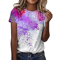 XJYIOEWT T Shirts for Women Cotton Graphic Women Summer Fashion Casual Flower Printed Short Sleeve O Neck Pullover Tops