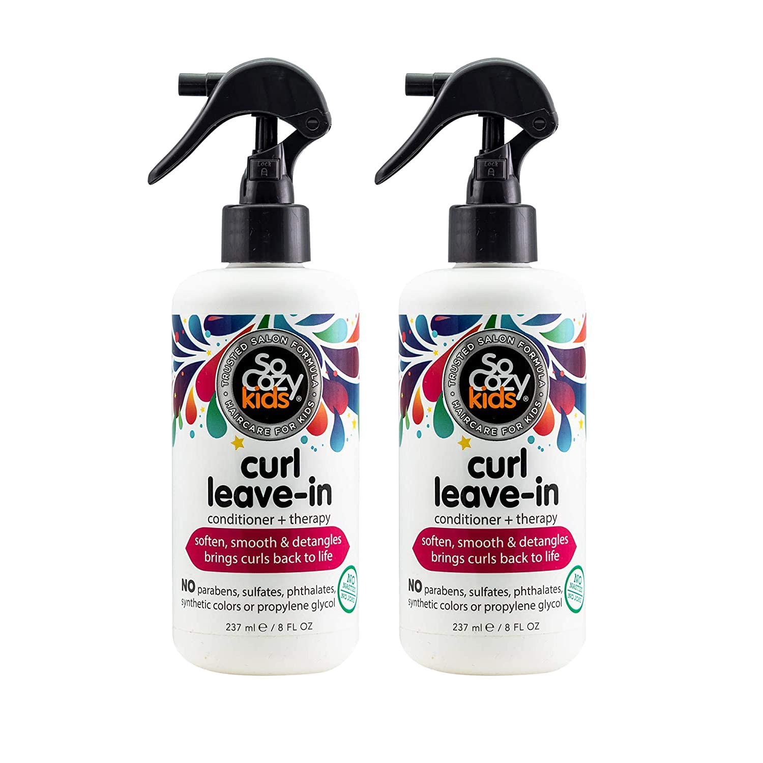 So Cozy,Curl Spray LeaveIn Conditioner For Kids Hair Detangles And Restores Curls No Parabens Sulfates Synthetic Colors Or Dyes,Jojoba Oil,Olive Oil & Vitamin B5,Sweet-Pea,8 Fl Oz(2 Pack),White,(539A)