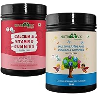 KC Multivitamin and Minerals Gummies for Kids(Age 5 to 15 Years) + Calcium and Vitamin d Gummies for Women, Pack of 2(60 Gummies)