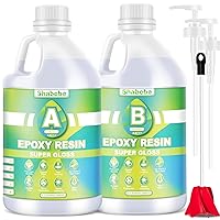 Epoxy Resin, 1 Gallon Super Gloss Epoxy Resin Kit, Self Leveling No Bubble Easy Mix 1:1 Casting & Coating Resin and Hardener Kit for Jewelry Casting, DIY Art, Table Top, Molds, Wood
