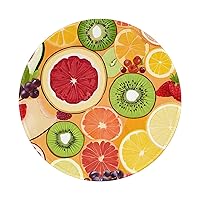 Gaming Mousepad Diameter 8 inches Waterproof Non-Slip Small Round mousepads for Desk Home Office Computer, Work from Home Essentials - Kiwi Watermelon
