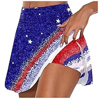 Independence Day Short Skirt Baseball Mom Sports American Flag 4Th of July USA Dressy Skorts Graceful Athletic Skirts