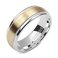 two-tone sterling silver & 10K yellow gold 7 millimeters wide wedding band