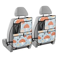 Leaves Mushroom Plants Kick Mats Back Seat Protector Waterproof Car Back Seat Cover for Kids Backseat Organizer with Pocket Protect from Dirt Mud Scratches, 2 Pack, Car Accessories