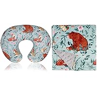 Nursing Pillow Cover & Baby Blankets, Woodland Breastfeeding Pillow Cover Boys Girls, Super Soft Throw Blanket 30 x 40 Inches