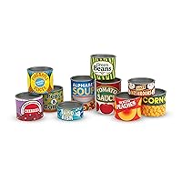 Let's Play House! Grocery Cans Play Food Kitchen Accessory ,3+ years- 10 Stackable Cans With Removable Lids
