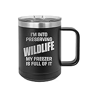 Rogue River Tactical Funny Preserving Wildlife Hunting Heavy Duty Stainless Steel Black Coffee Mug Tumbler With Lid Novelty Cup Great Gift Idea For Dad Men Hunter