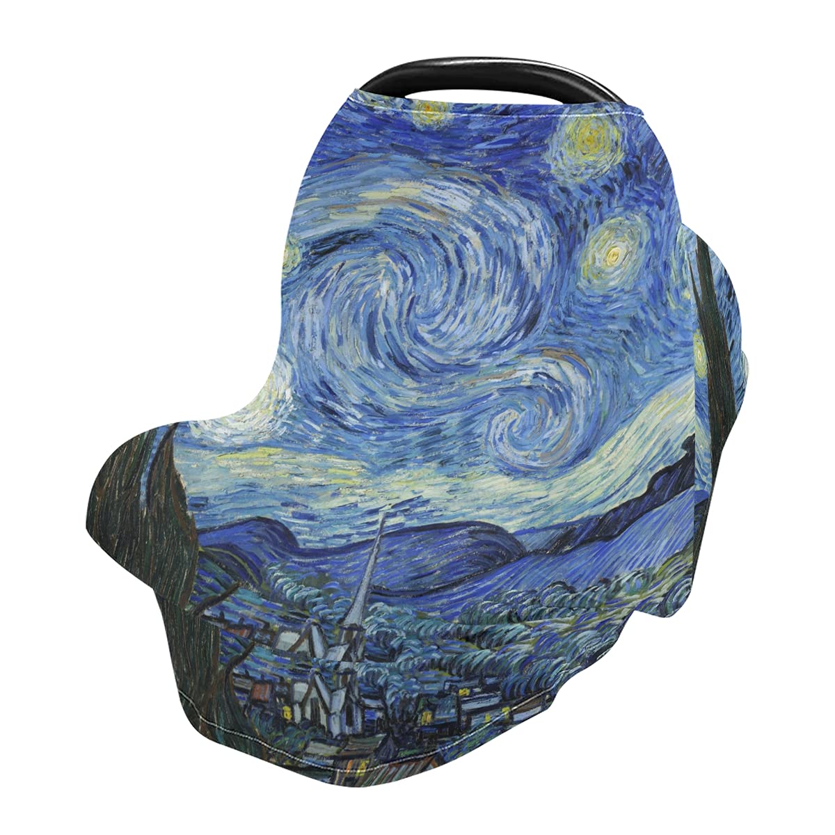 Van Gogh Starry Night Pattern Nursing Cover Breastfeeding Scarf, Stretchy Infant Carseat Canopy Multi-use Stroller Cover Car Seat Cover for Baby Girl Boy