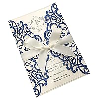 25pcs Royal Glitter Blue Wedding Invitations, Wedding Invite Cards for Wedding/Bridal Shower/Birthday Party 127 x185mm (Blue)