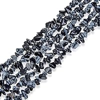 1 Strand Adabele Natural Snowflake Obsidian Healing Gemstones Smooth Free-Form Loose Chips Beads 32 Inch for Jewelry Craft Making GZ1-20