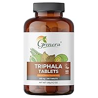 Grenera Triphala Tablet 240 nos, Uncoated Tablets Made with Organic Amalaki Powder, Haritaki Powder, Bibhitaki Powder