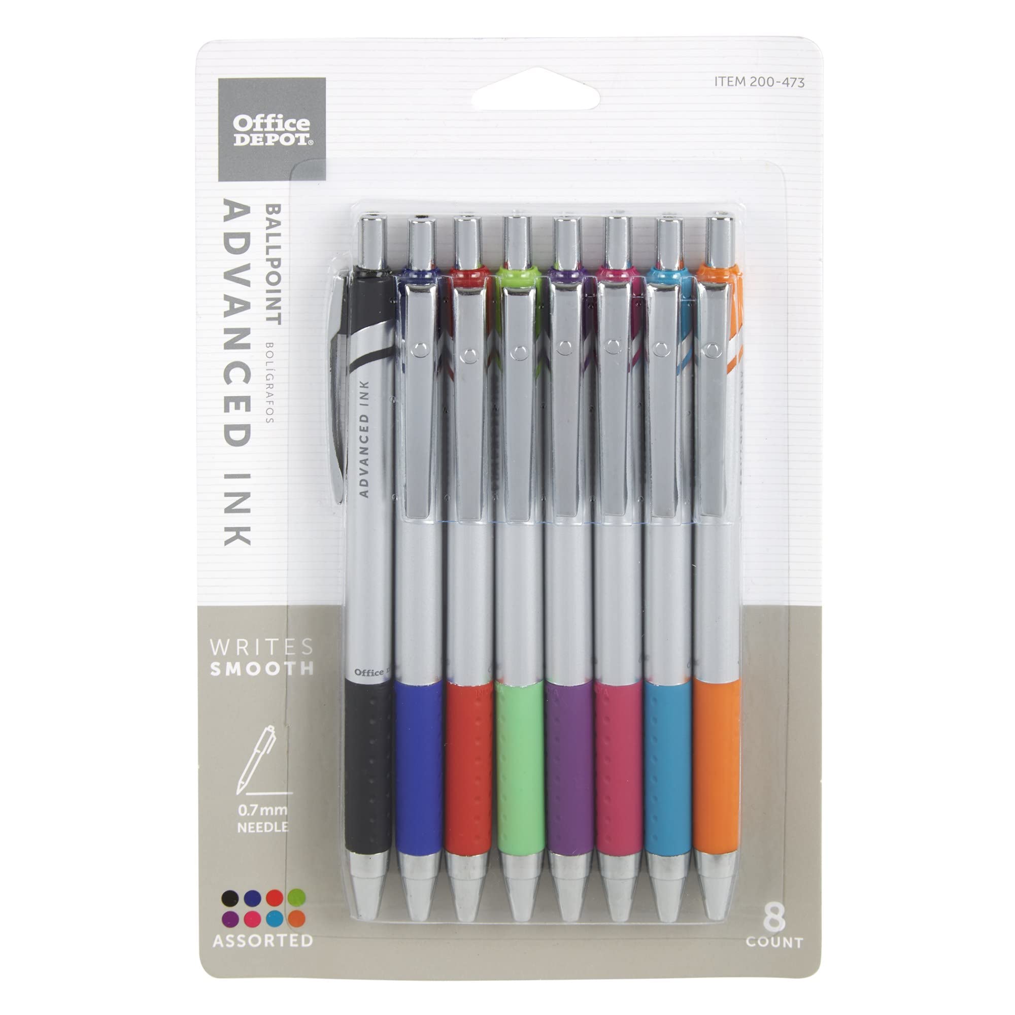Mua Office Depot Advanced Ink Retractable Ballpoint Pens, Needle Point,   mm, Assorted Barrels, Assorted Ink Colors, Pack Of 8 trên Amazon Mỹ chính  hãng 2023 | Giaonhan247