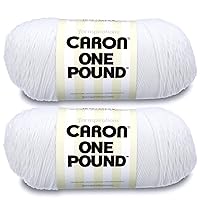One Pound White Yarn - 2 Pack of 454g/16oz - Acrylic - 4 Medium (Worsted) - 812 Yards - Knitting/Crochet